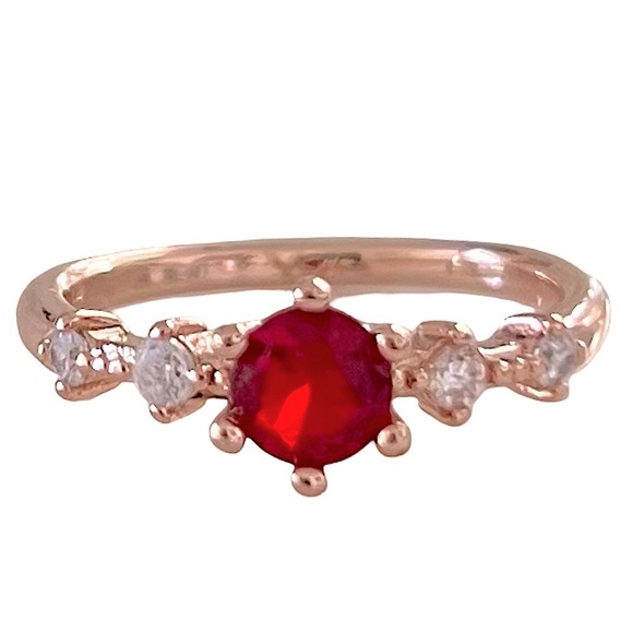Rose Gold Elegant Red Ruby Stone Ring - Picture 6 of 9